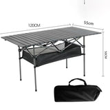 Portable Aluminum Roll-up Table with Mesh Storage Bag