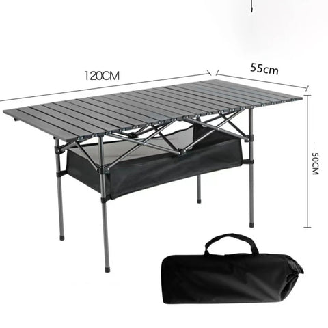 Portable Aluminum Roll-up Table with Mesh Storage Bag