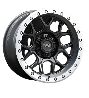 Set of 4 Wheel Rims Black Mud M510 Machine Lip