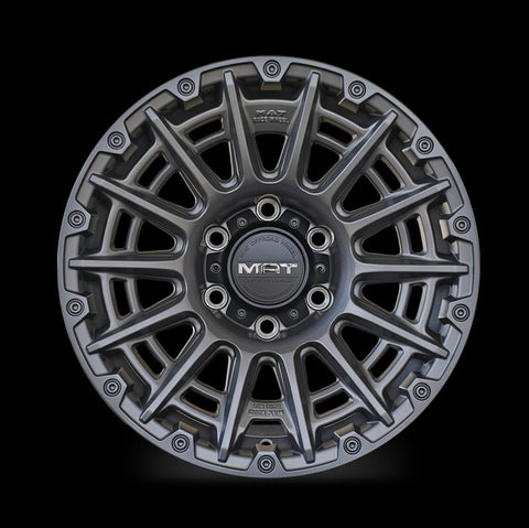 Set of Four Wheel Rims Dark Matte Tint Silver F1907 MAT OFFROAD ...